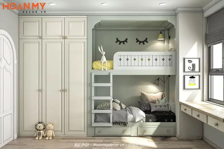 [Ảnh thực tế] Hoàn thiện nội thất phòng ngủ cho 2 chị em đẹp