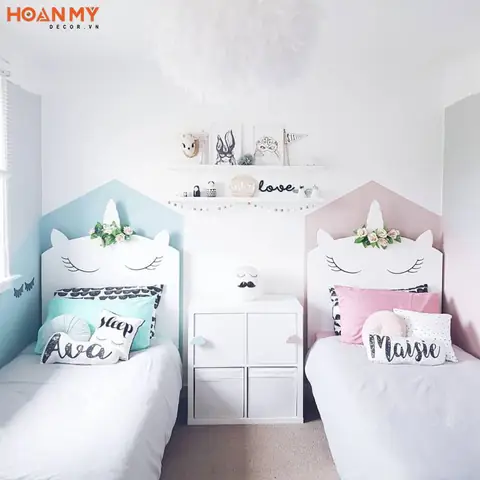 Thiết kế phòng ngủ cho 2 chị em với 2 chiếc giường đơn