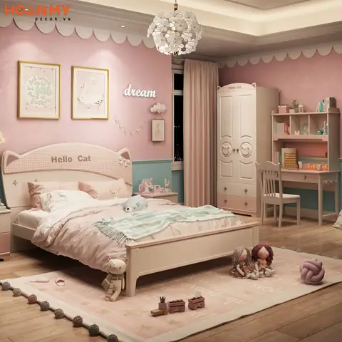 Thiết kế phòng ngủ cho 2 chị em với 1 giường đôi cỡ lớn