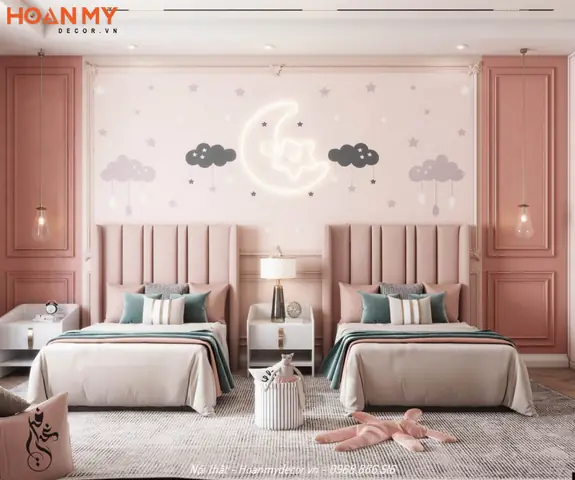 [Ảnh thực tế] Hoàn thiện nội thất phòng ngủ cho 2 chị em đẹp
