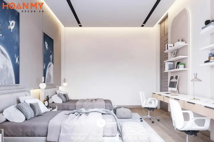 [Ảnh thực tế] Hoàn thiện nội thất phòng ngủ cho 2 chị em đẹp