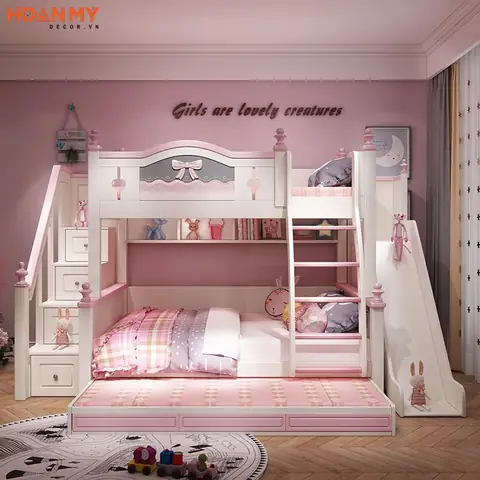 Thiết kế phòng ngủ cho 2 chị em với giường tầng