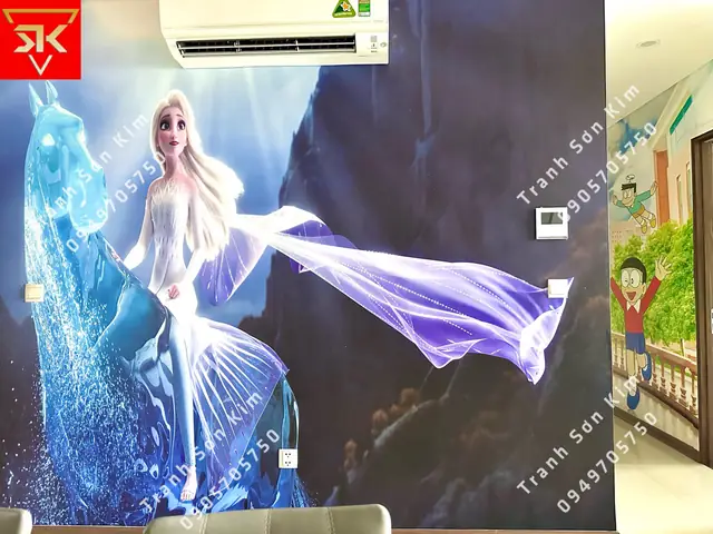 Tranh Dán Tường Công Chúa Elsa Trang Trí Phòng Ngủ Bé Gái Siêu Dễ Thương.