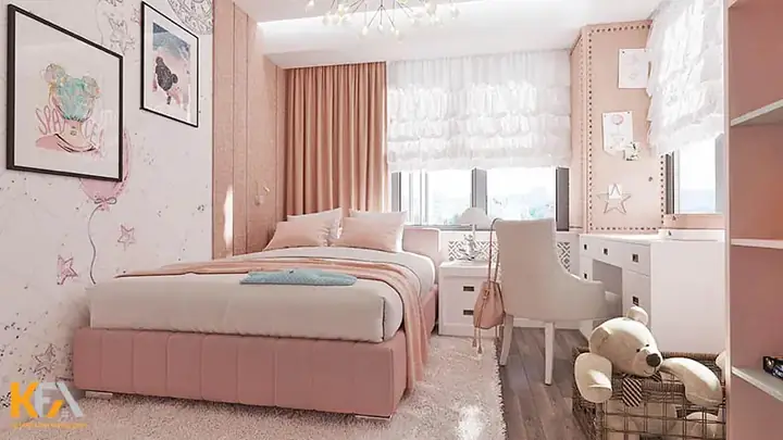 phòng ngủ đẹp cho nữ màu hồng