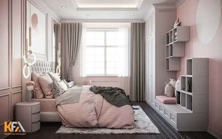 phòng ngủ đẹp cho nữ màu hồng