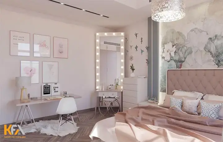 phòng ngủ đẹp cho nữ màu hồng