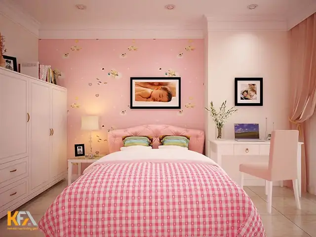 phòng ngủ đẹp cho nữ màu hồng