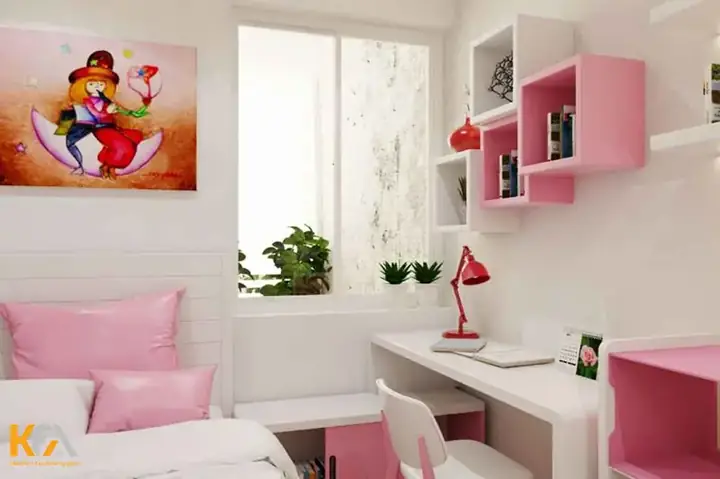 phòng ngủ đẹp cho nữ màu hồng