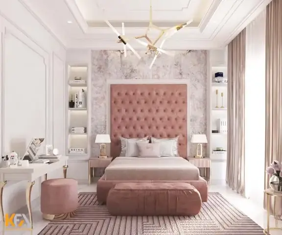 phòng ngủ đẹp cho nữ màu hồng