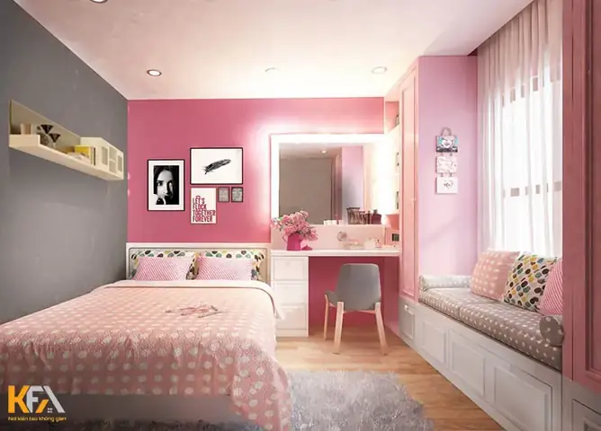 phòng ngủ đẹp cho nữ màu hồng