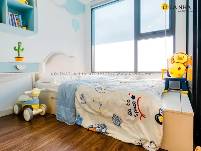 phòng ngủ đẹp cho nữ màu xanh