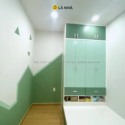 phòng ngủ đẹp cho nữ màu xanh