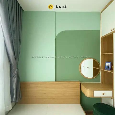 phòng ngủ đẹp cho nữ màu xanh