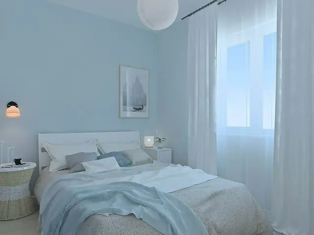 phòng ngủ đẹp cho nữ màu xanh