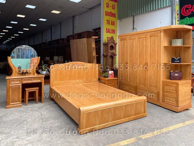 phòng ngủ gỗ tự nhiên