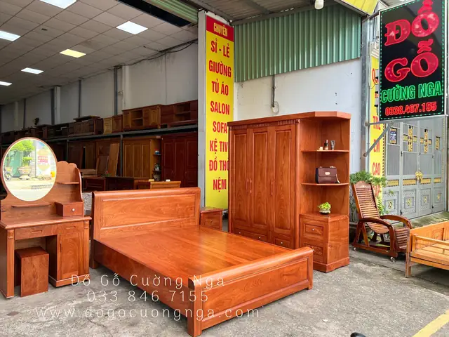 phòng ngủ gỗ tự nhiên