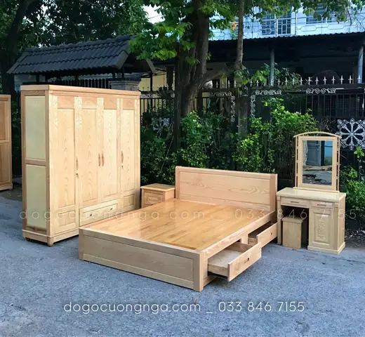 phòng ngủ gỗ tự nhiên