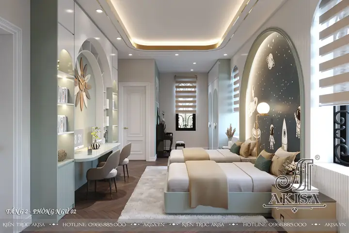 Thiết Kế Phòng Ngủ Kiến Trúc Tân Cổ Điển Đẹp và Sang Trọng