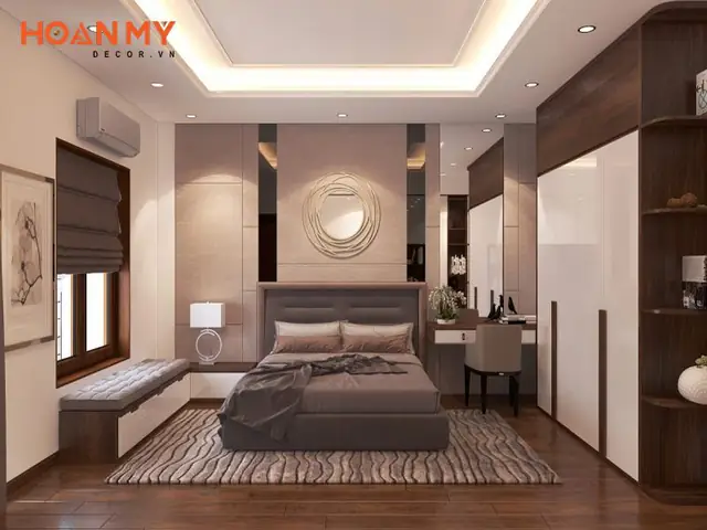 phòng ngủ màu nâu nhạt