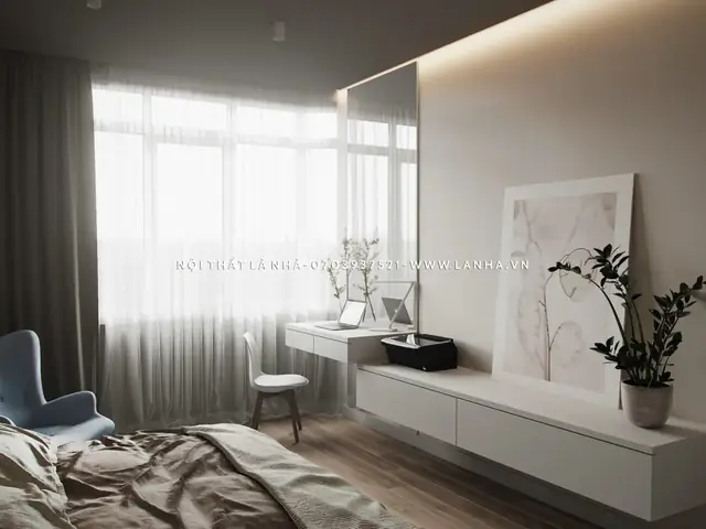 phòng ngủ màu trắng đẹp