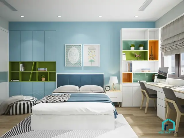 3.1.1 Phòng ngủ màu xanh ngọc bích 3.1.1 Phòng ngủ màu xanh ngọc bích