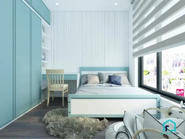 3.1.1 Phòng ngủ màu xanh ngọc bích