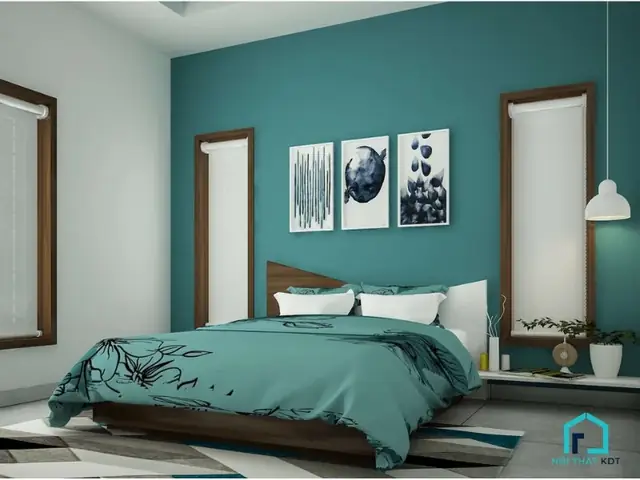 3.2.3 Sơn tường phòng màu xanh ngọc phong cách sang trọng lịch lãm 3.2.3 Sơn tường phòng màu xanh ngọc phong cách sang trọng lịch lãm