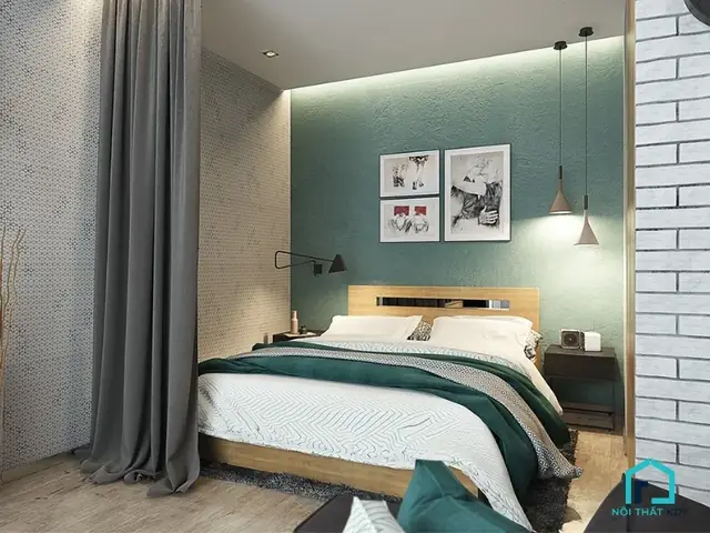 3.2.1 Sơn phòng ngủ màu xanh ngọc phong cách hiện đại 3.2.1 Sơn phòng ngủ màu xanh ngọc phong cách hiện đại
