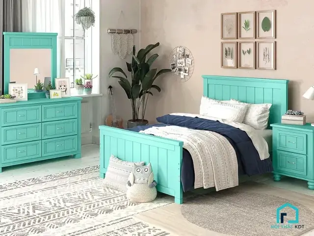 3.2.1 Sơn phòng ngủ màu xanh ngọc phong cách hiện đại 3.2.1 Sơn phòng ngủ màu xanh ngọc phong cách hiện đại