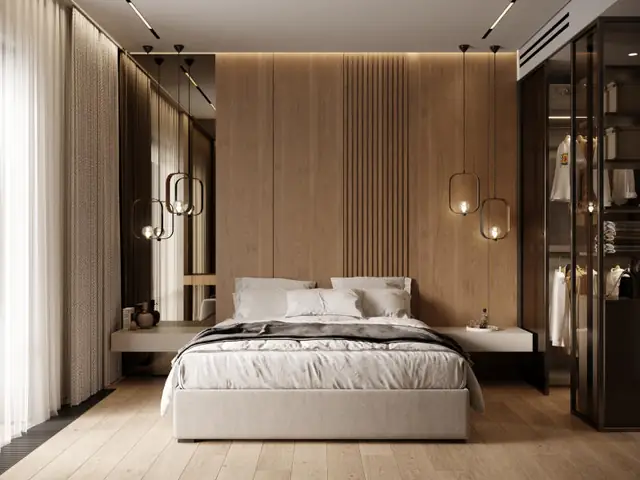 5. Mẫu vách gỗ ốp tường phòng ngủ