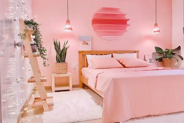 phòng ngủ sơn màu hồng phòng ngủ sơn màu hồng