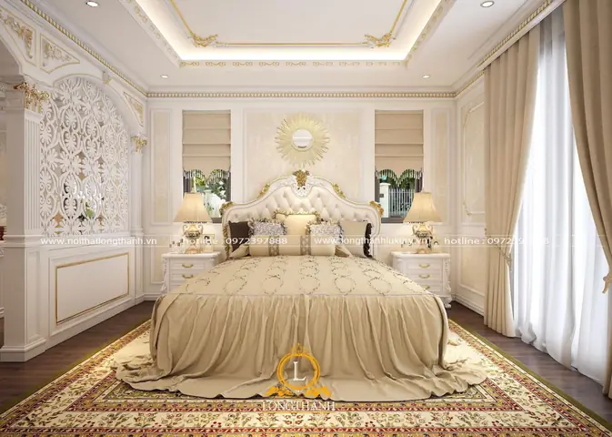 phòng ngủ tân cổ điển màu trắng phòng ngủ tân cổ điển màu trắng