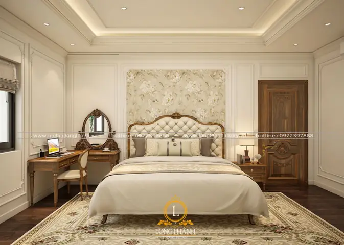 phòng ngủ tân cổ điển màu trắng phòng ngủ tân cổ điển màu trắng