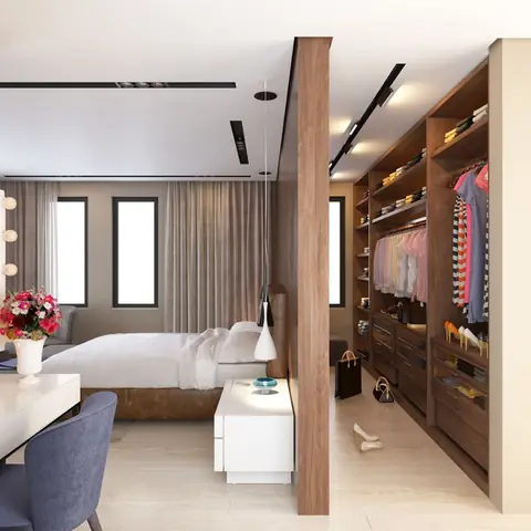 Thiết Kế Phòng Thay Đồ Liên Phòng Ngủ: Đẹp, Tiện Nghi & Hợp Lý