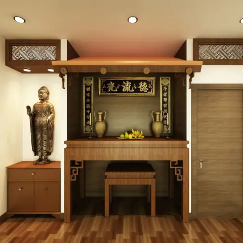 1. Phòng thờ đặt giữa 2 phòng ngủ – Xét theo phương diện khoa học