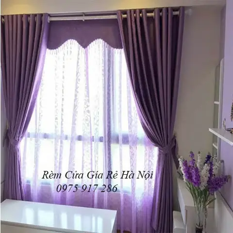 rèm cửa phòng ngủ màu tím