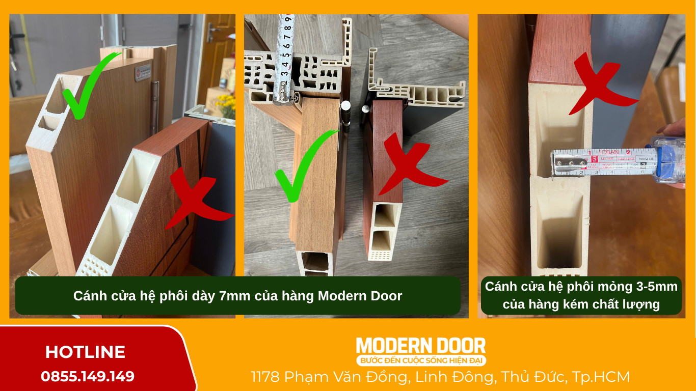 So sánh chất lượng cửa nhựa Composite chuẩn xưởng và hàng trôi nổi