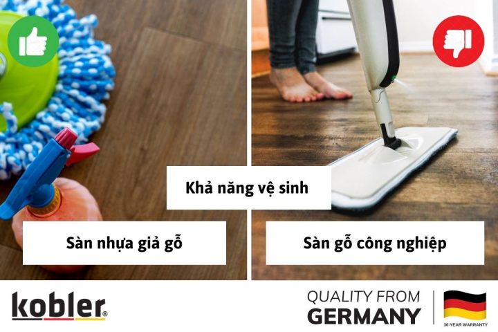 So sánh về khả năng vệ sinh lau chùi của sàn nhựa và sàn gỗ