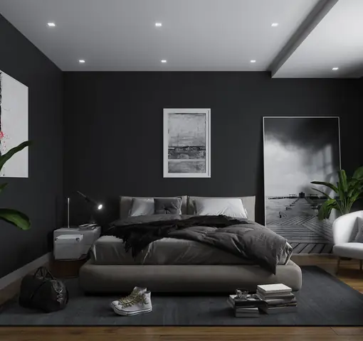 6 kiểu sơn phòng ngủ màu đen đẹp, hiện đại và sang trọng