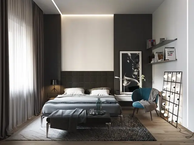 6 kiểu sơn phòng ngủ màu đen đẹp, hiện đại và sang trọng