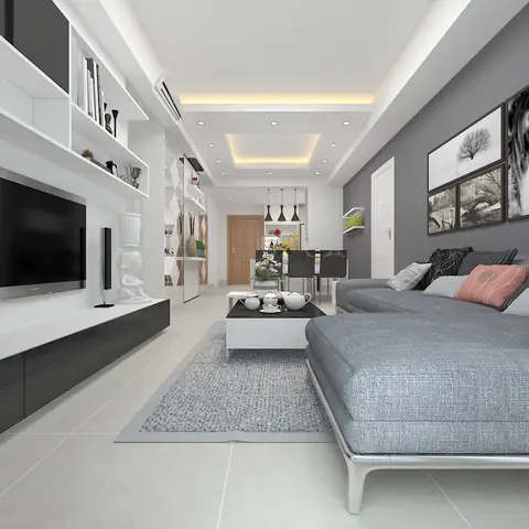 sơn phòng ngủ màu xám trắng