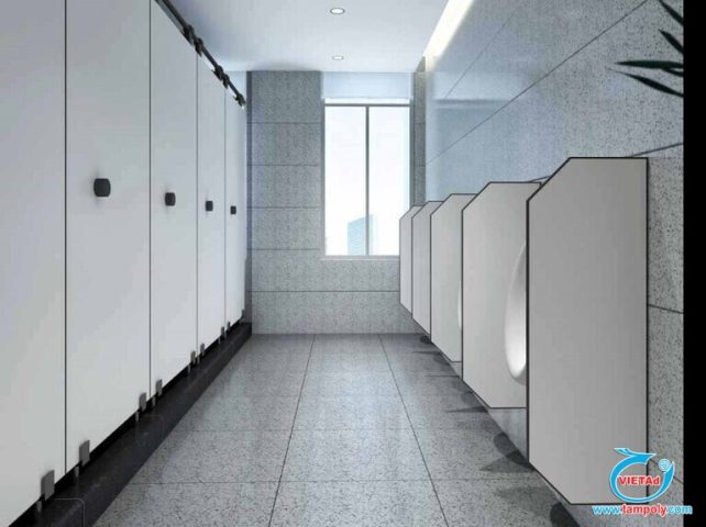 Tấm nhựa PVC màu trắng dùng làm cửa nhà vệ sinh hiện đại