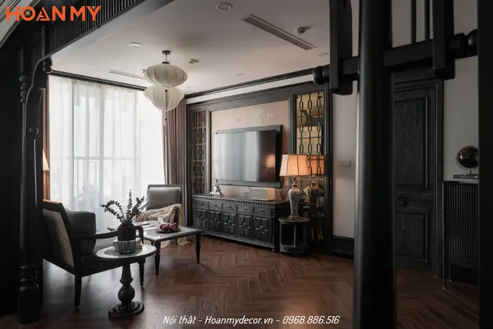 Thiết kế căn hộ 100m2 2 phòng ngủ phong cách Indochine gần gũi