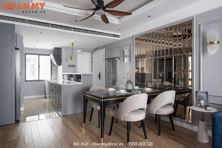 Nội thất chung cư 100m2 có 2 phòng ngủ Tân cổ điển sang trọng