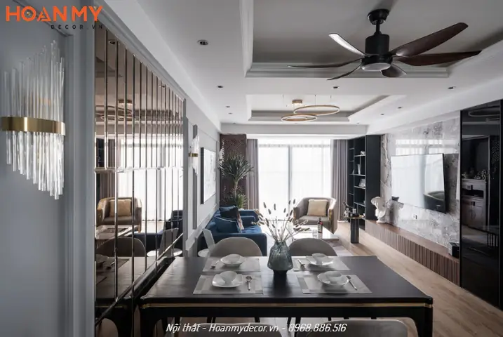 Nội thất chung cư 100m2 có 2 phòng ngủ Tân cổ điển sang trọng