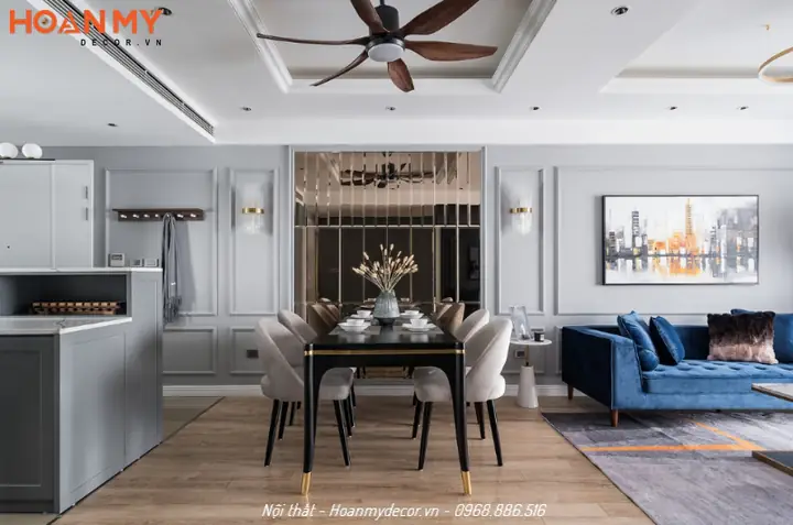 Nội thất chung cư 100m2 có 2 phòng ngủ Tân cổ điển sang trọng