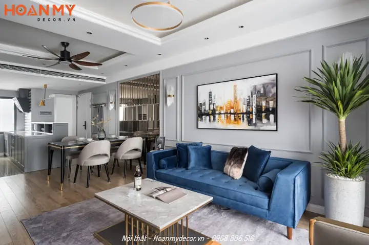 Nội thất chung cư 100m2 có 2 phòng ngủ Tân cổ điển sang trọng