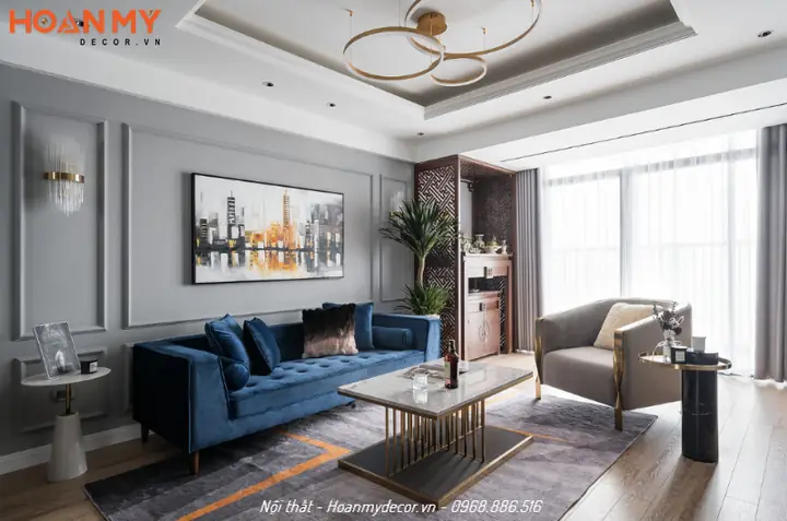 Nội thất chung cư 100m2 có 2 phòng ngủ Tân cổ điển sang trọng