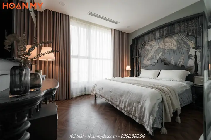 Thiết kế căn hộ 100m2 2 phòng ngủ phong cách Indochine gần gũi
