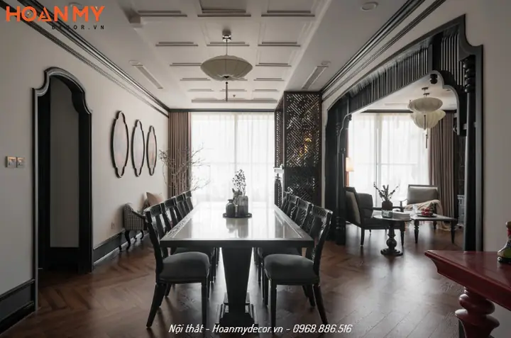 Thiết kế căn hộ 100m2 2 phòng ngủ phong cách Indochine gần gũi